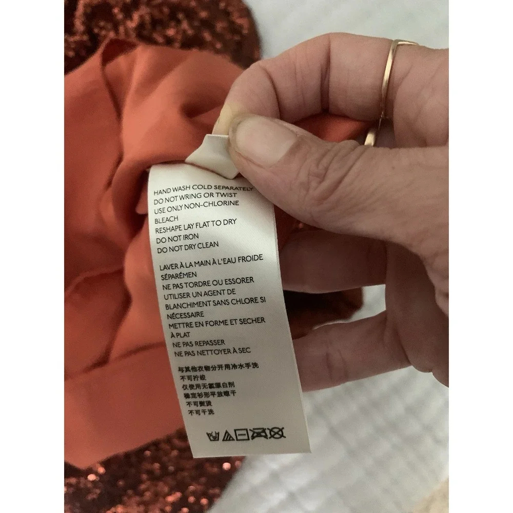 Anthropologie Marie Sequined Top Sz 2 Copper $120 Christmas Sparkle Rust NYE - Picture 12 of 13